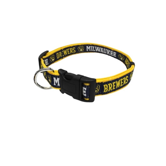 NWT Milwaukee Brewers Dog Collar, Leash & Reversible Bandanna Size Small - Picture 10 of 11